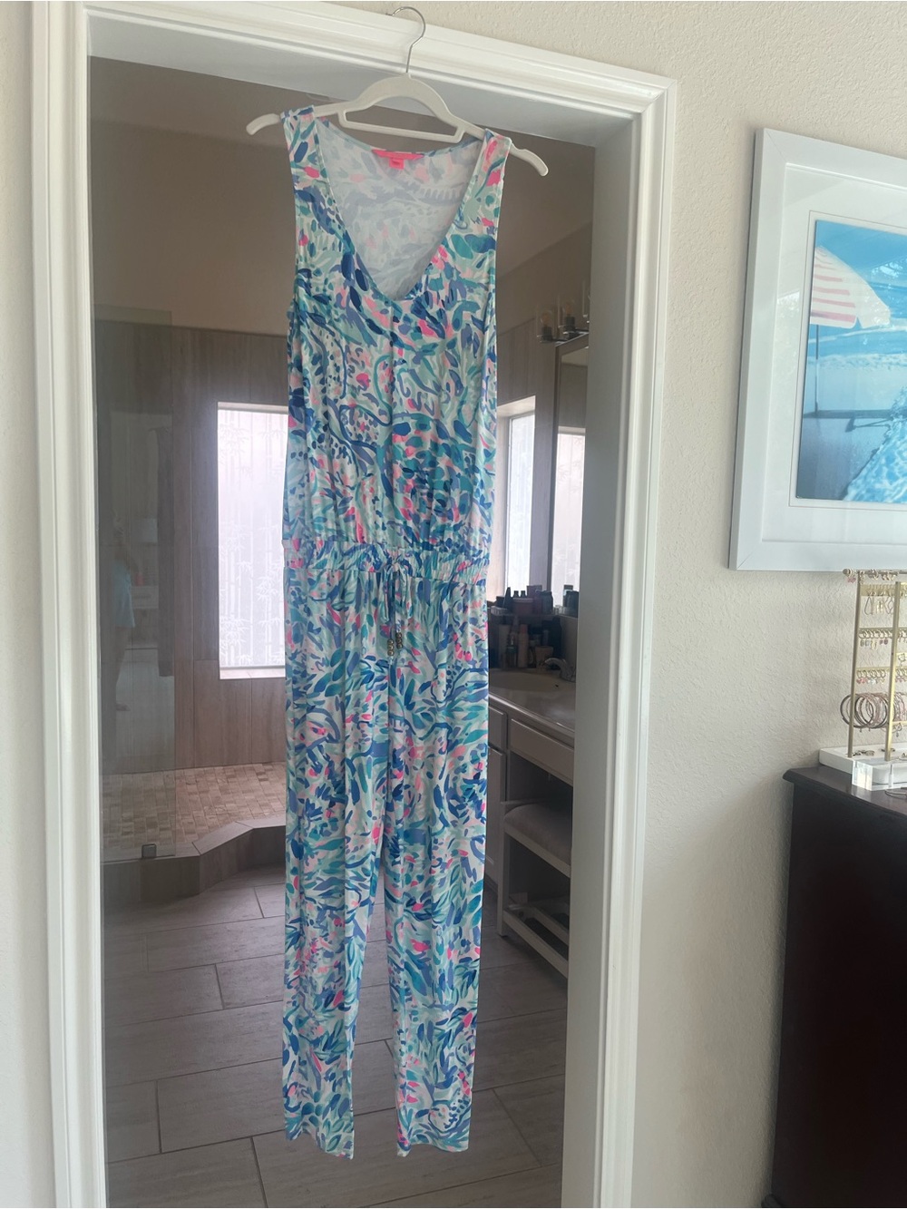 NWOT Lilly Pulitzer Paulina Floral Blue & Pink Sleeveless Jumpsuit in XS